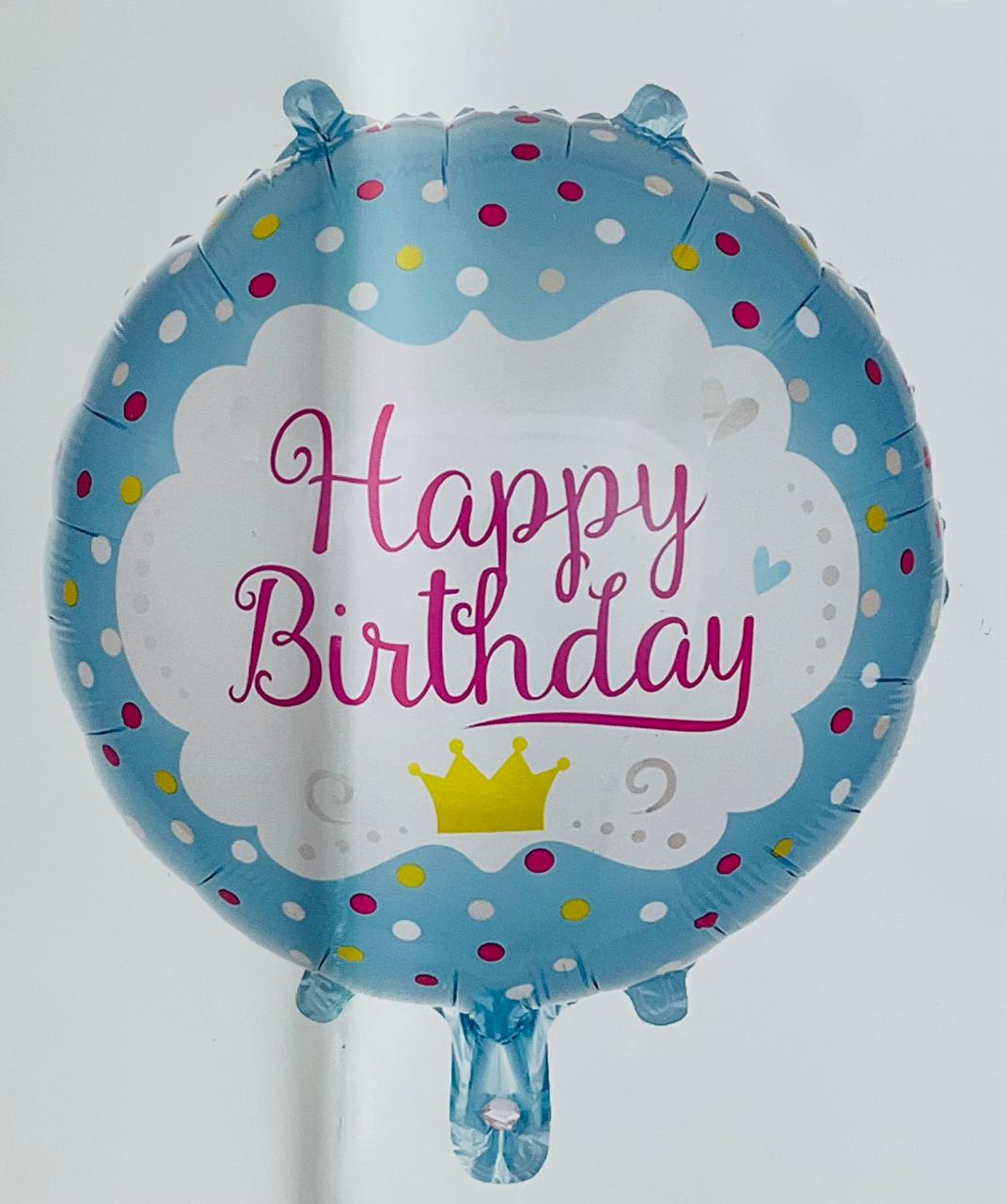 Dotted  Happy  Birthday Blue Balloon
