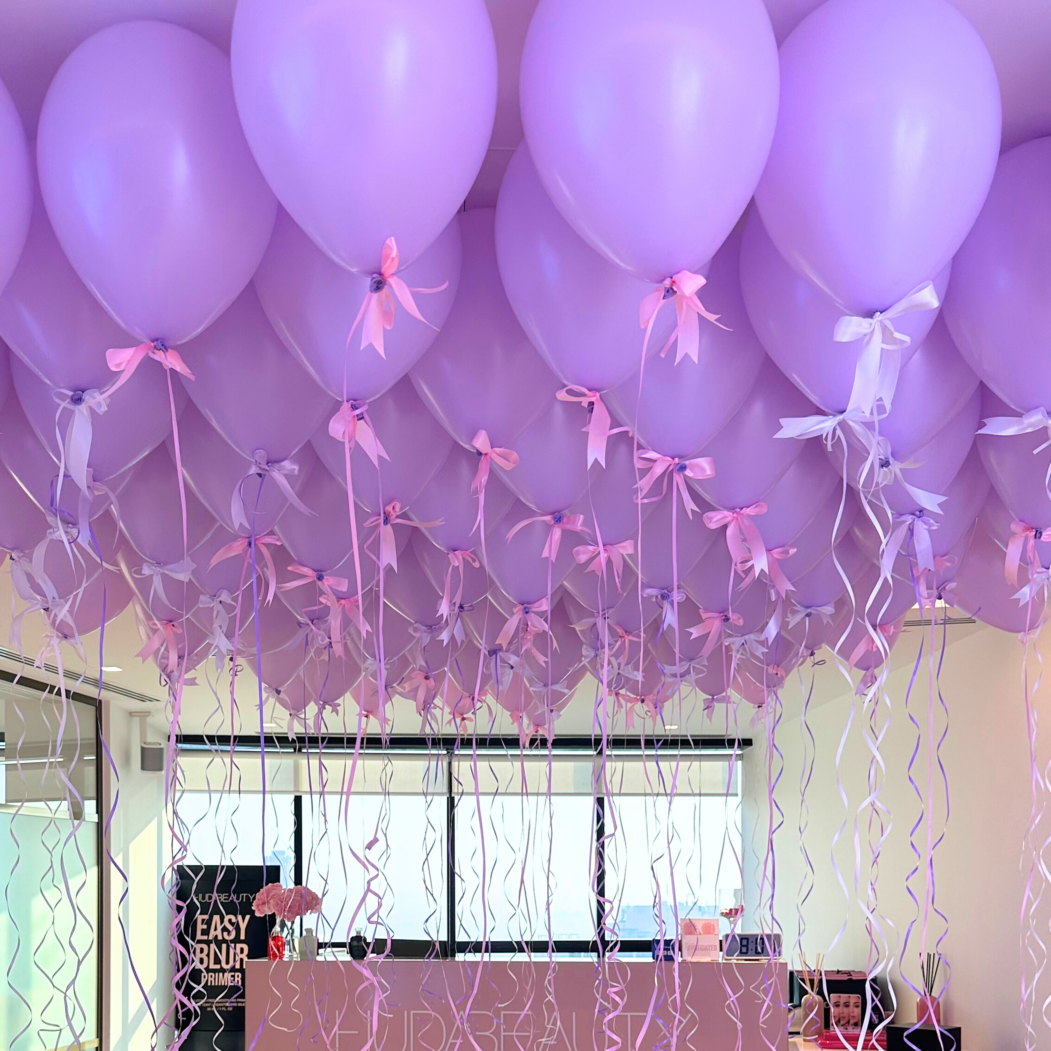 Ceiling Balloons (100 pcs helium balloons with ribbon)