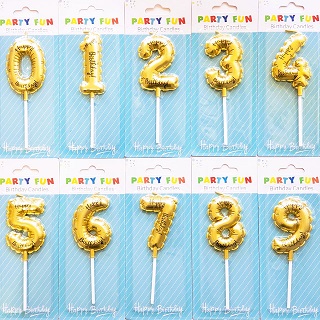 Gold Foil Number Balloon Candles (mention number during checkout in notes)