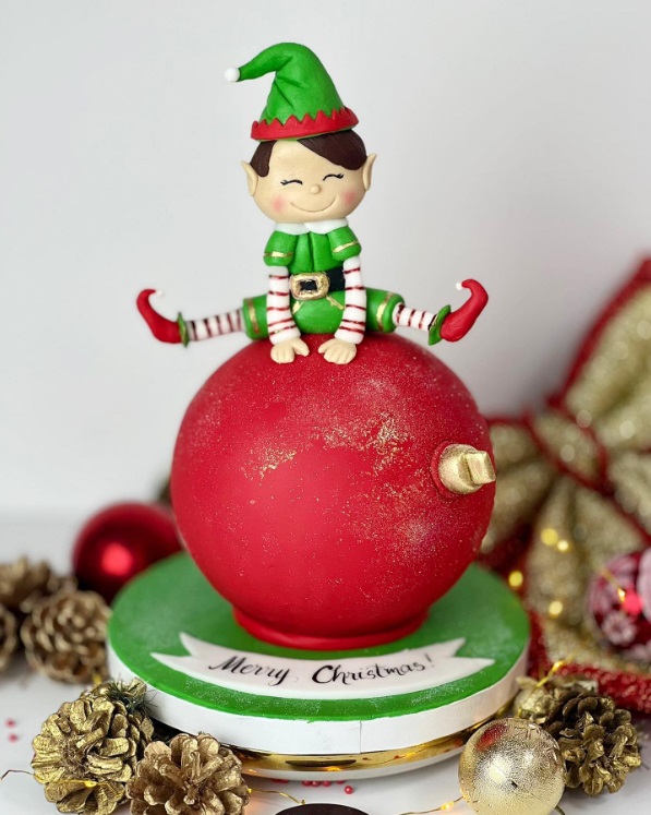 Christmas Bauble Elf Cake