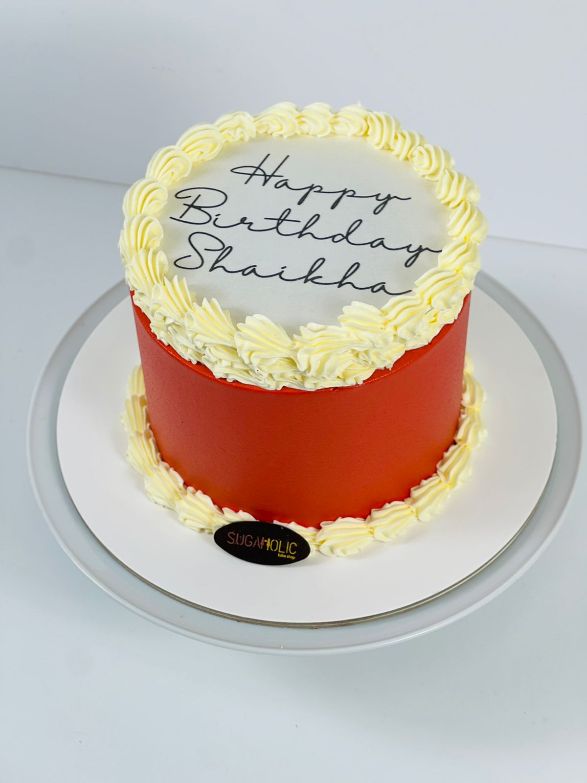 Red Buttercream Burnaway Cake 