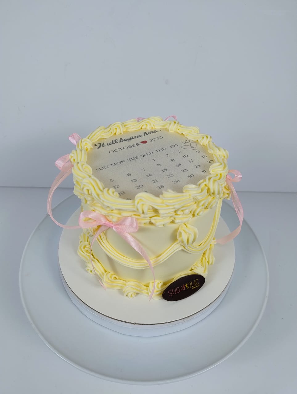 White Vintage  Burnaway Buttercream Cake 