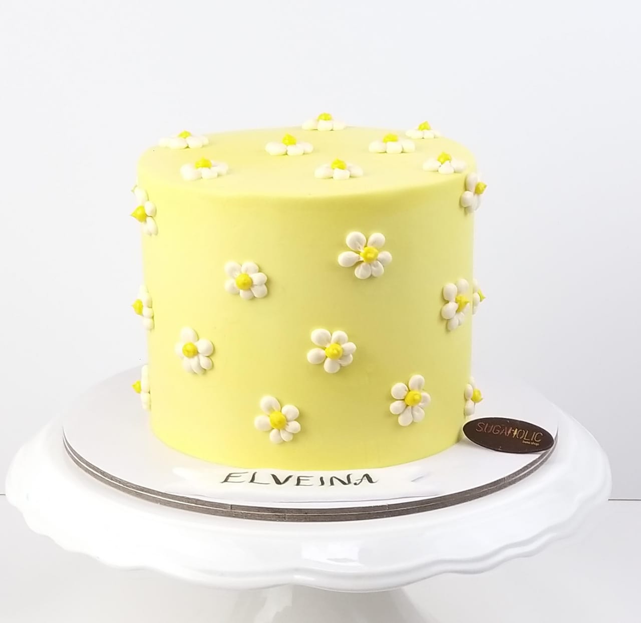 Flowered Minimalist Yellow Buttercream Cake
