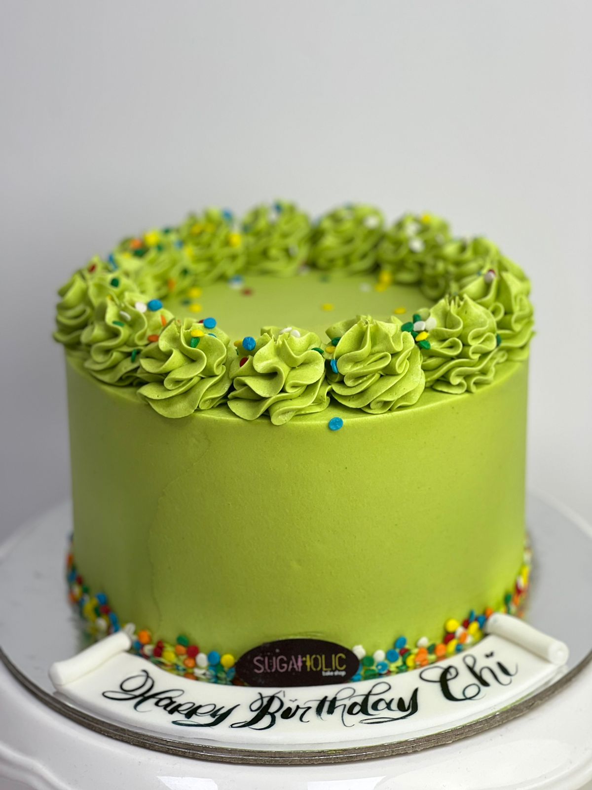 Lime  Green  Buttercream Cake with Swirls