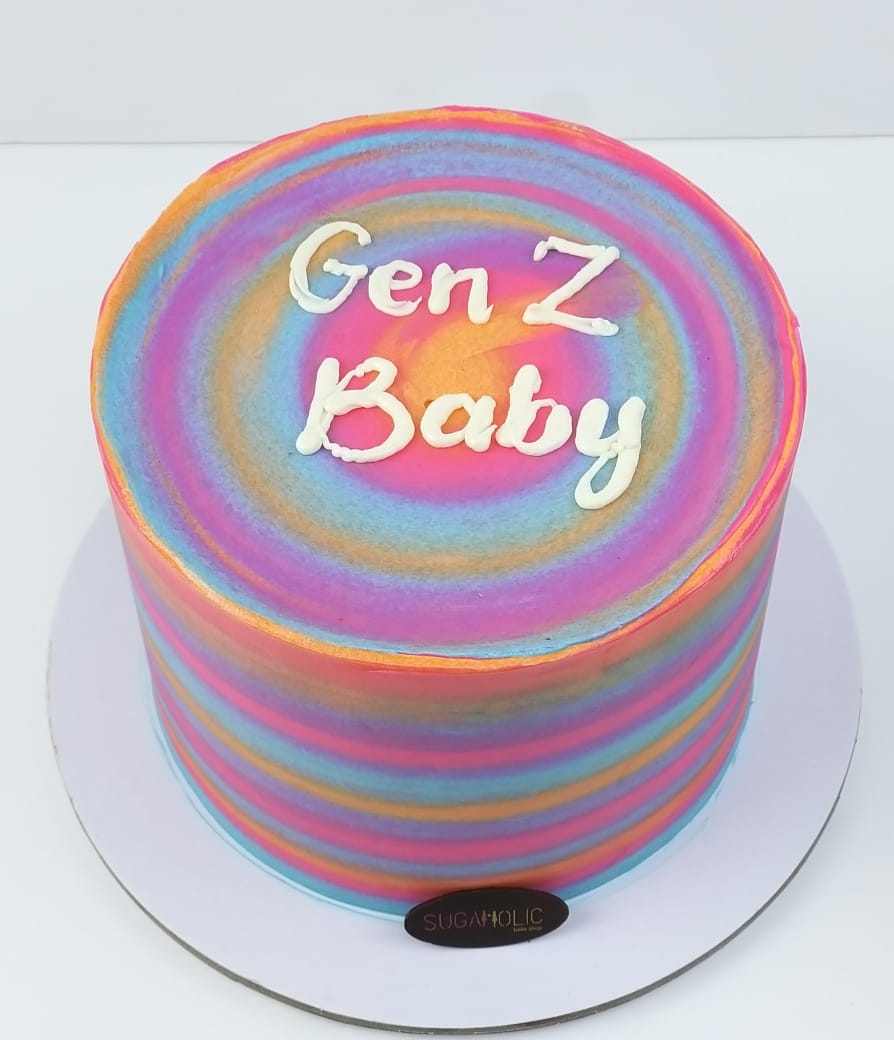 Neon Spiral Buttercream Cake 