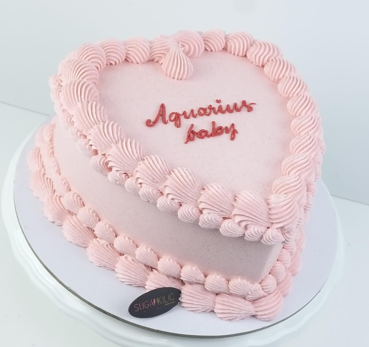 Vintage Heart Light Pink Buttercream Cake