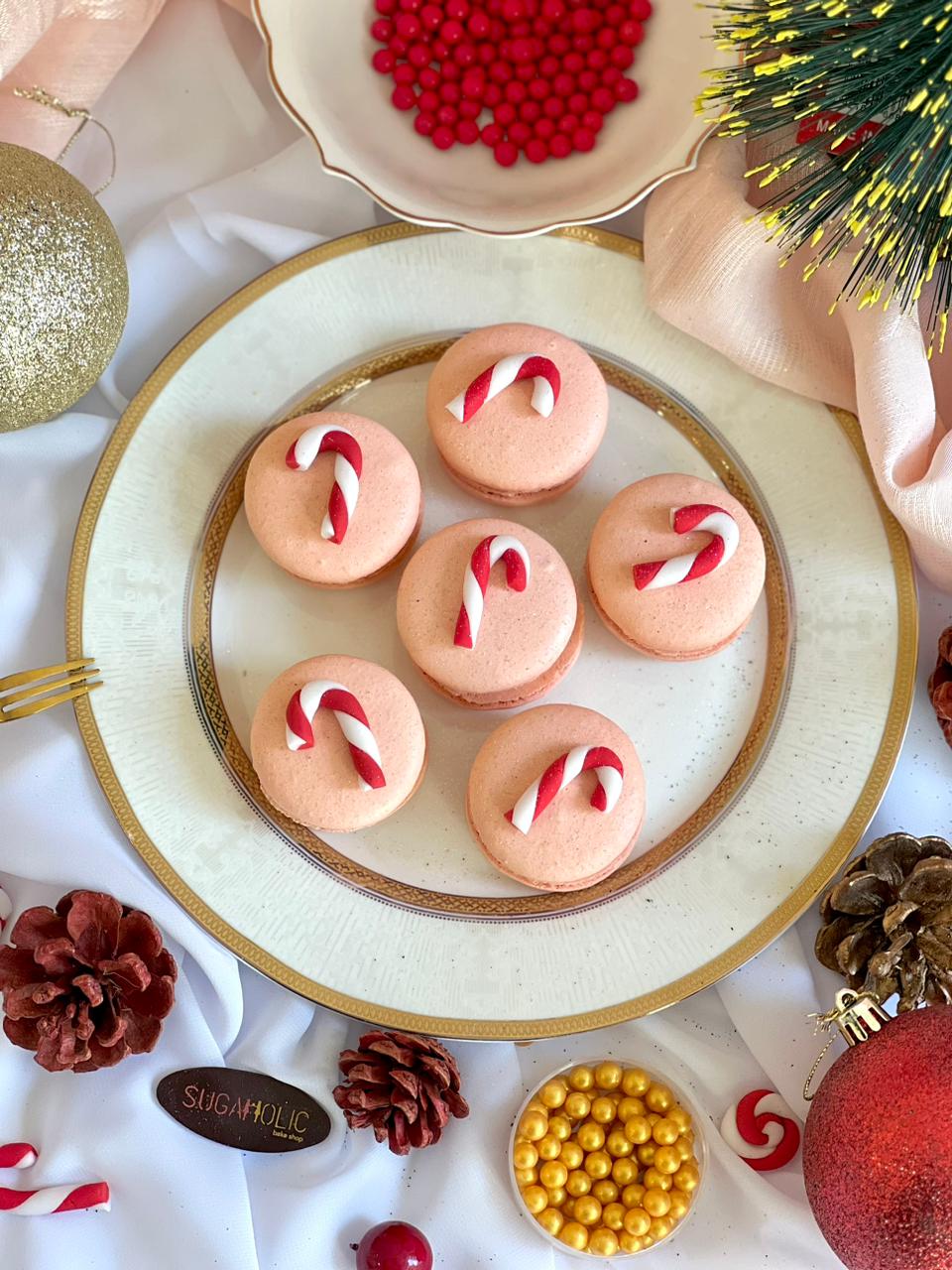 Candy Cane Macaroon (per piece )