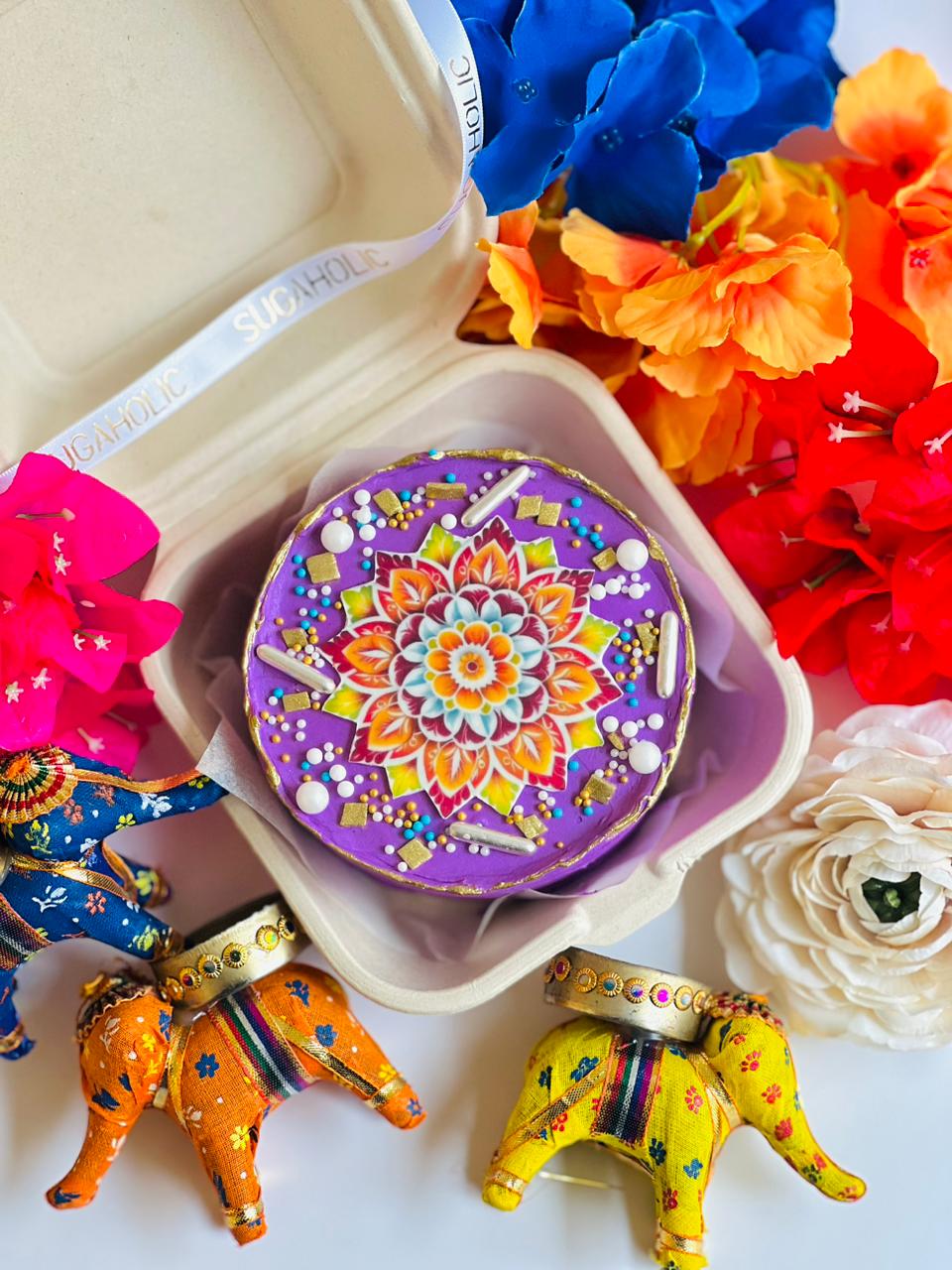 Purple Rangoli Bento Cake