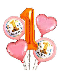 Age 1 pink and gold bunch