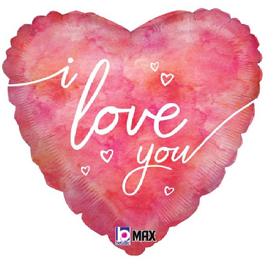 I Love You Pink Watercolor Balloon