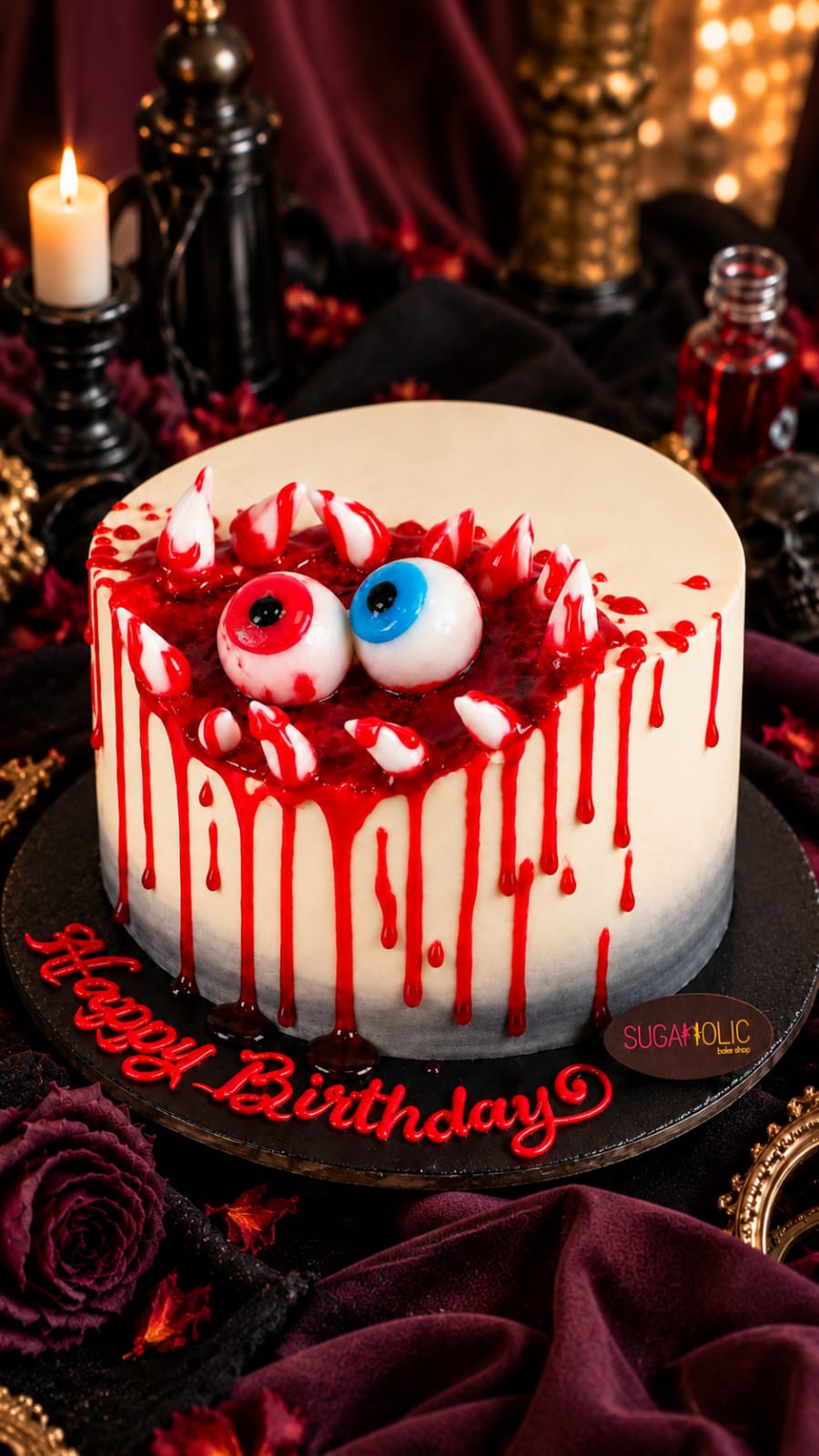 Bloody Eyeball Horror Drip Cake