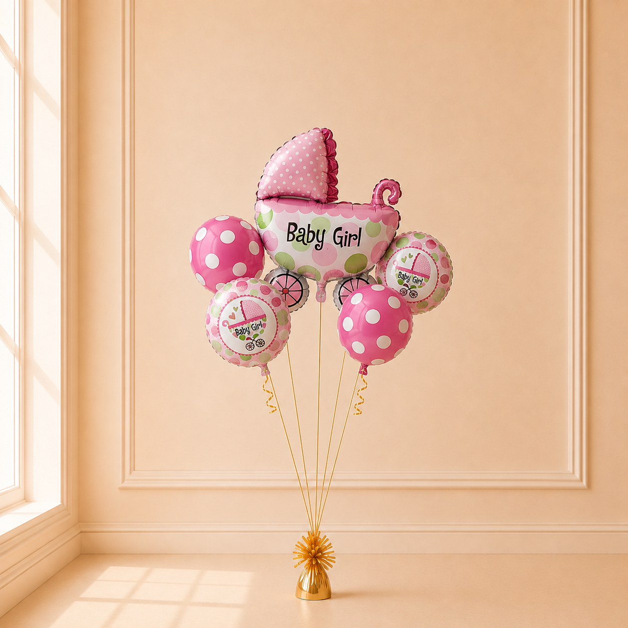 Baby Girl Pram Foil Balloons
