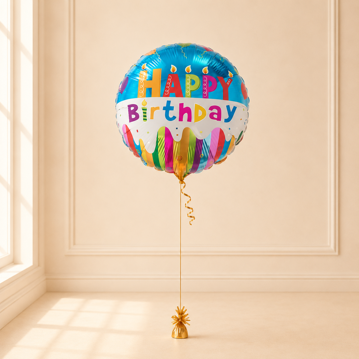 Blue Happy Birthday Colorful Balloon