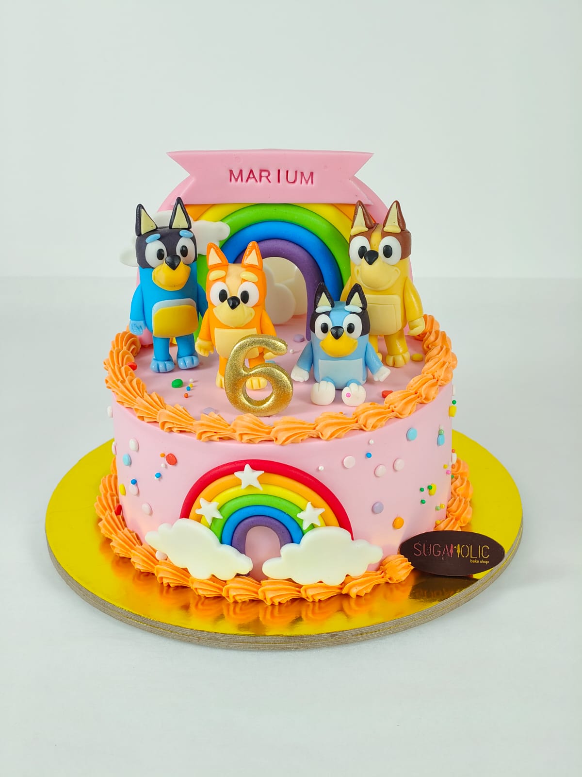 Rainbow Puppy Character Buttercream Cake