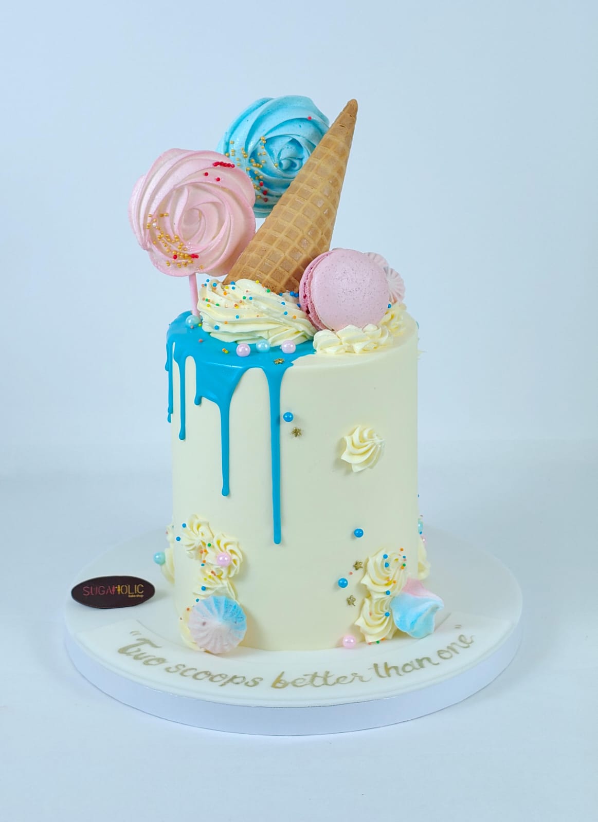 Pastel Ice Cream Drip Buttercream Cake