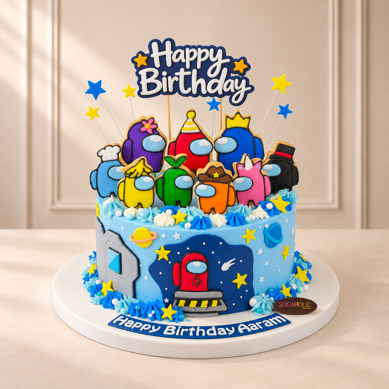 Colourful Space Crew Fondant Birthday Cake