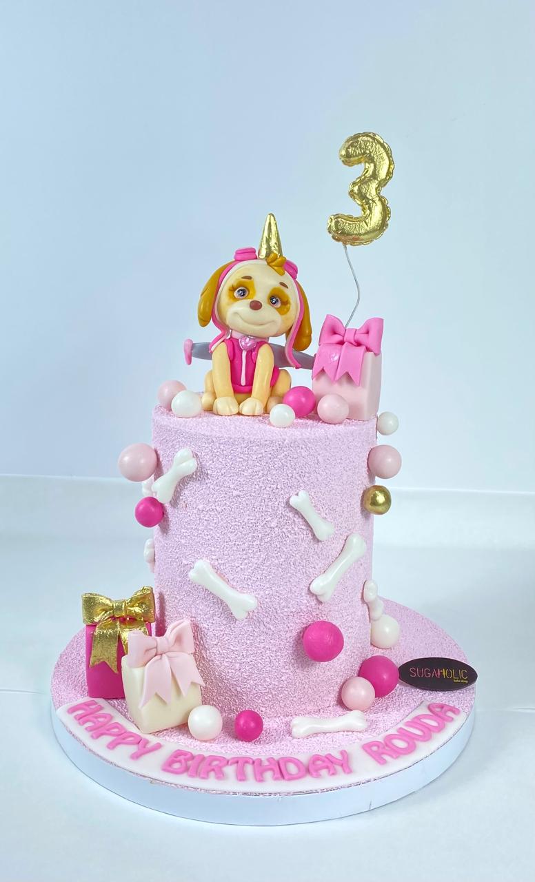 Pink Rescue Puppy Fondant Birthday Cake