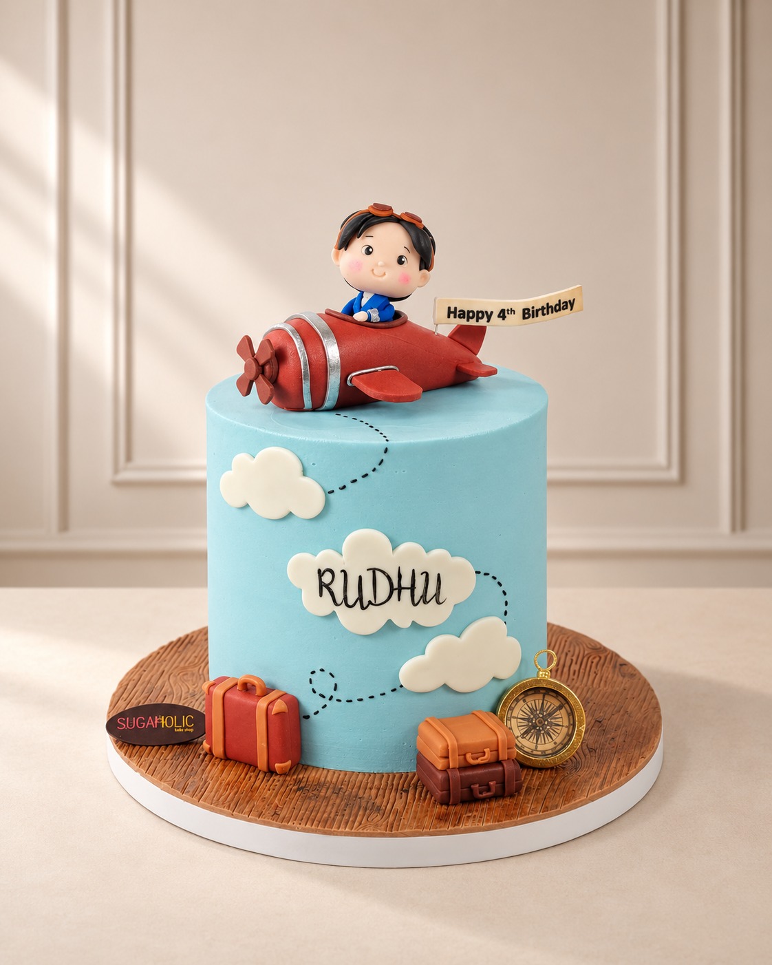 Airplane Cake with Little Pilot Topper