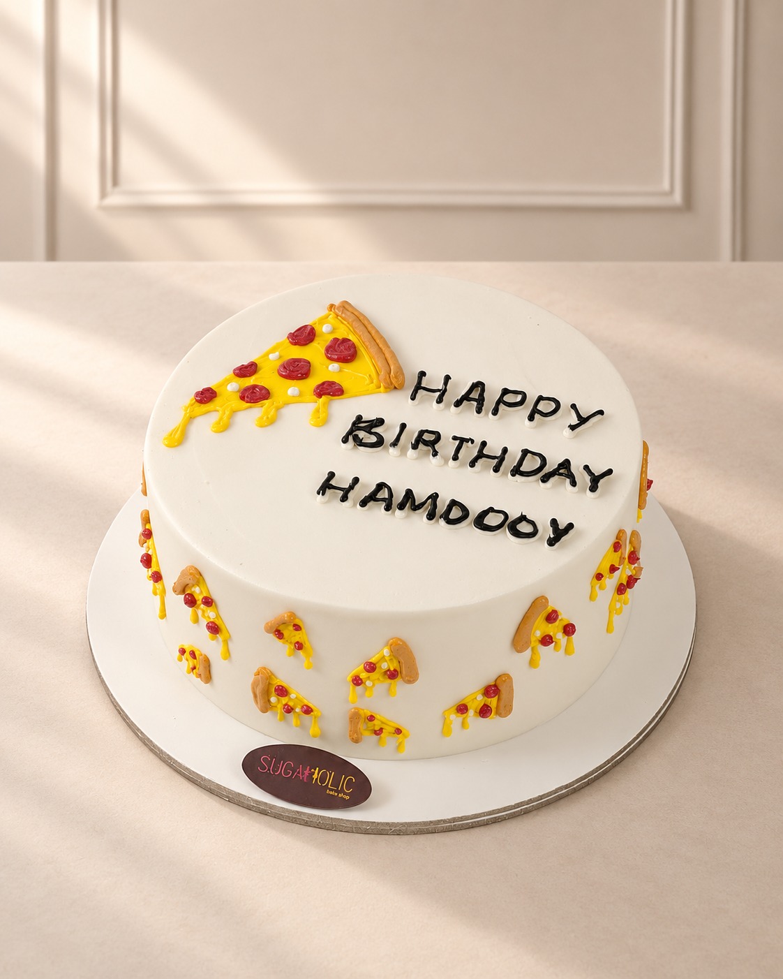 Pizza Slice Buttercream Cake with Piped Toppings